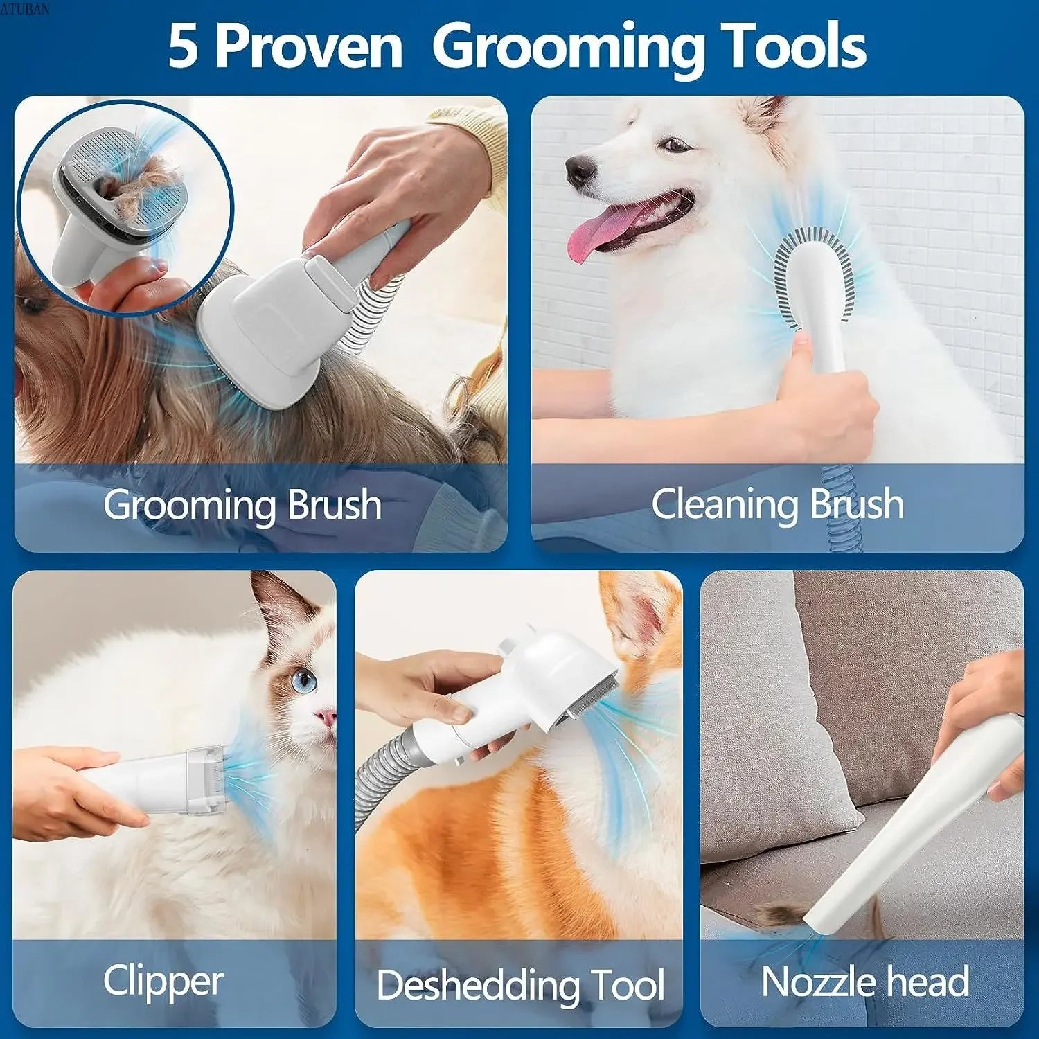 Groomer + Vacuum in One — Remove Hair Fast, No Mess. 2.3L capacity. Pet hair vacuum